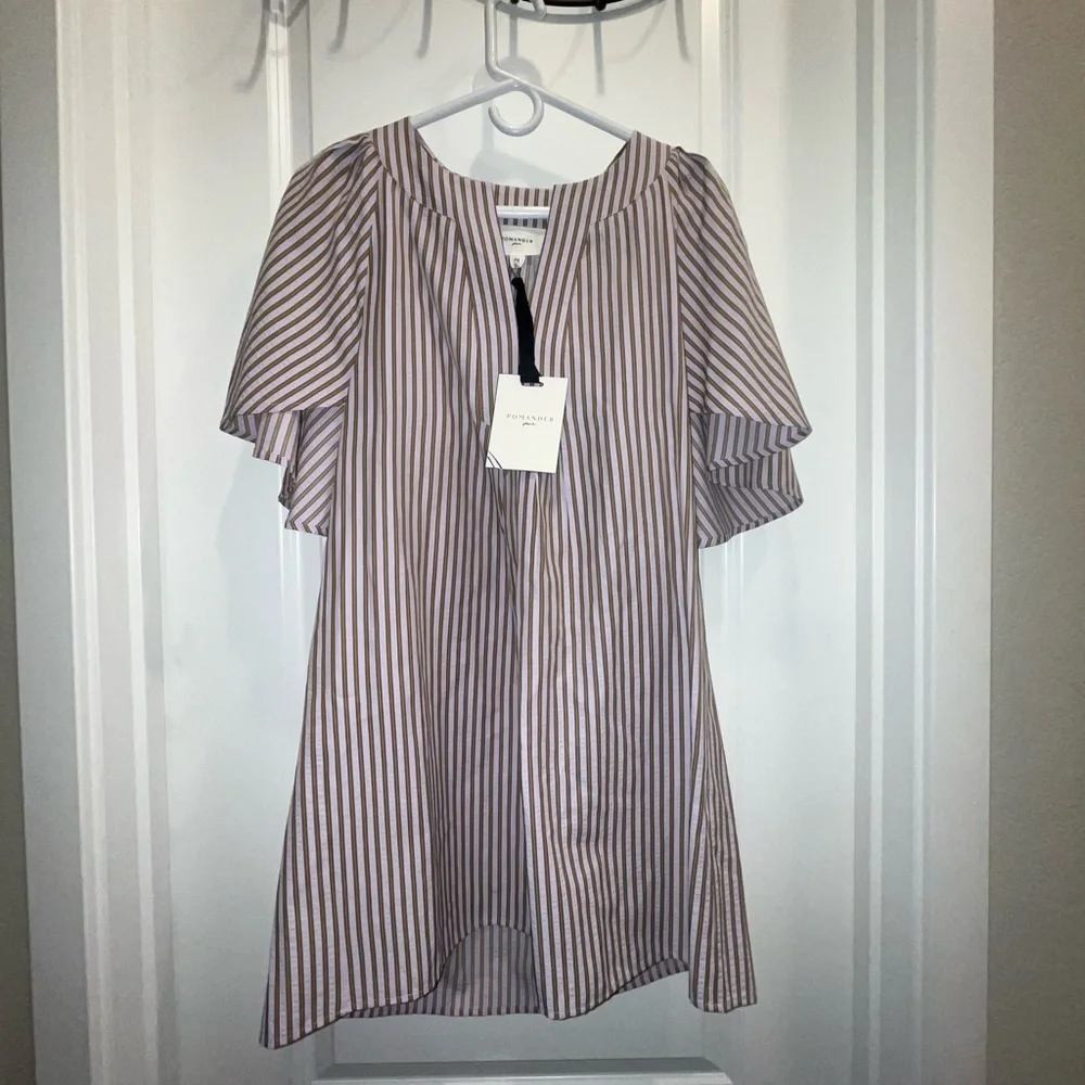 NWT Pomander Place/ Tuckernuck Striped seersucker Finley Flutter Sleeve dress - Picture 2 of 5